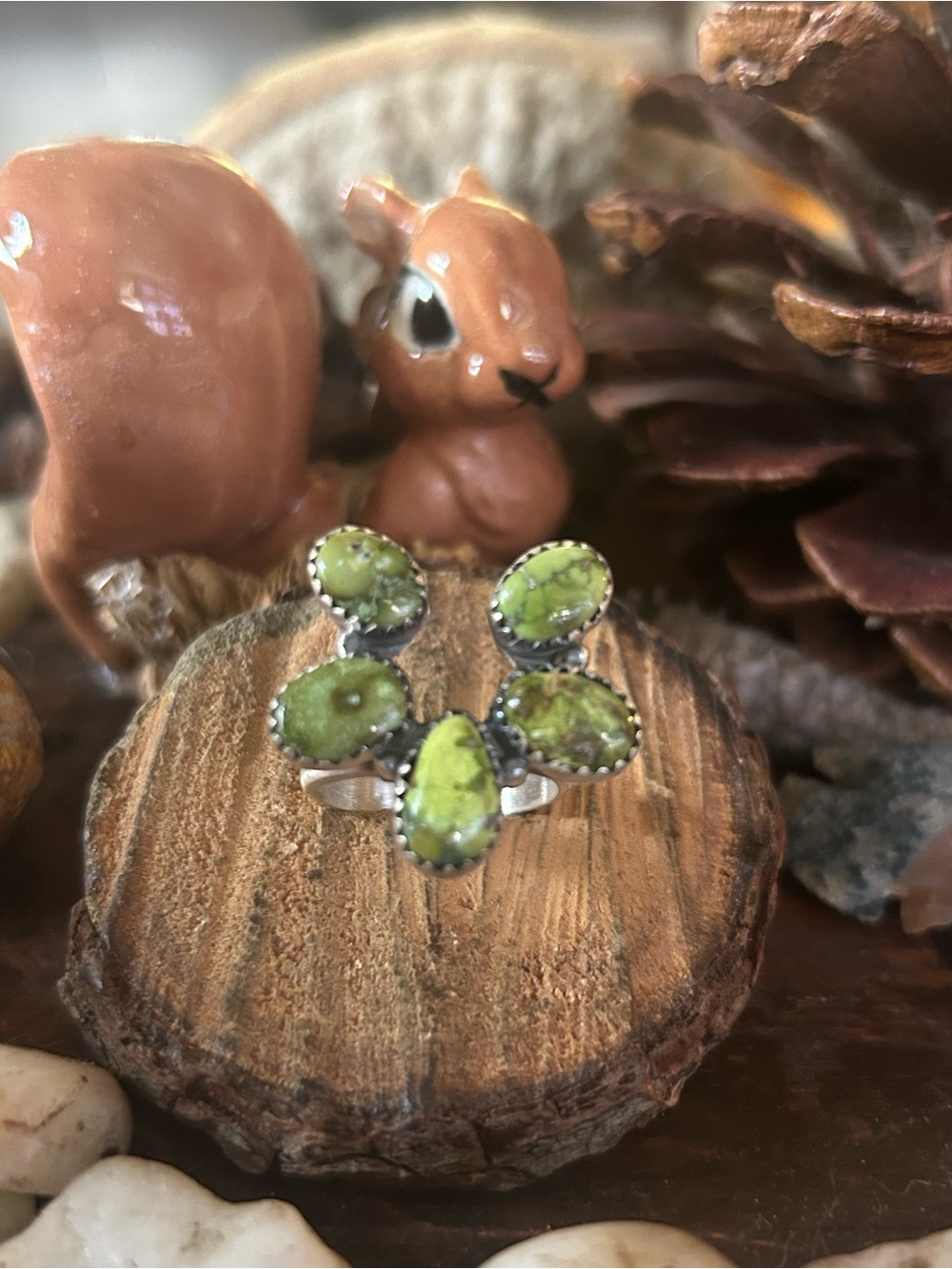925 Sterling pretty palomino turquoise Naja Ring